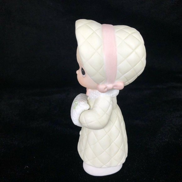 1986 Precious Moments Figurine Wishing You a Cozy Christmas 102342 Olive Branch - Picture 5 of 8